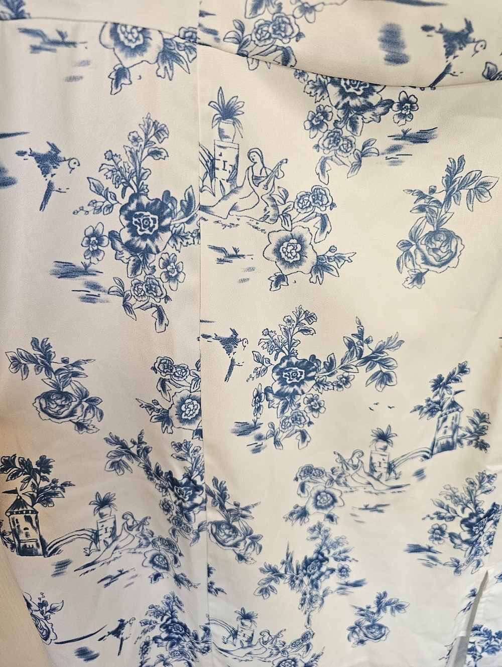 RIHOAS Square Neck Porcelain Design Floral Ruffle Trim Midi Dress - Picture 9 of 10